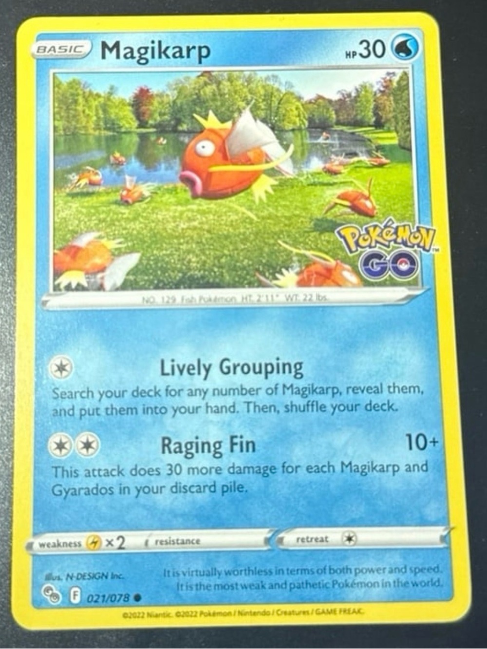 Magikarp Pokémon Go 21/78 Stamped Rare year 2022 Full art Non-Holo NM Nearmint